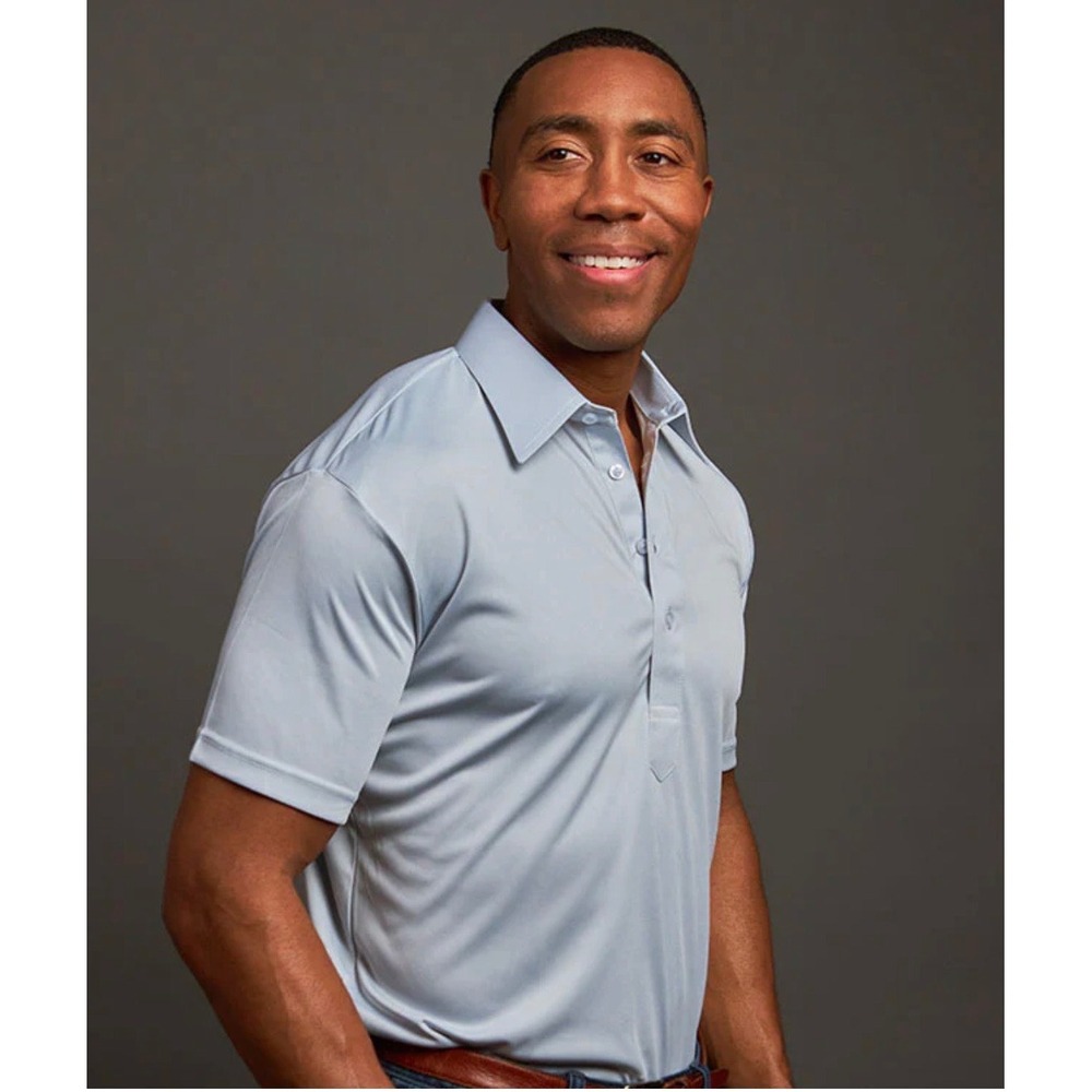 Collars & Co Mens Size 2XL Polo Shirt Light Blue Short Sleeve Dress Collar New